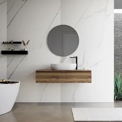 Mobile bagno sospeso 120 cm rovere america con top e specchio - Rodeo