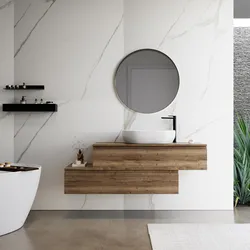 Mobile bagno sospeso 150 cm rovere america con top e specchio - Rodeo