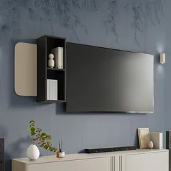 Pannello porta tv 160x64h cm cashmere con mensola nera - Ellery