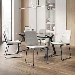 Set 4 sedie da ufficio in tessuto bianco con gambe in metallo nero - Oakley