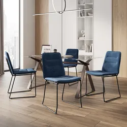 Set 4 sedie da ufficio in tessuto blu con gambe in metallo nero - Oakley
