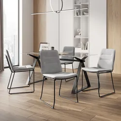 Set 4 sedie da ufficio in tessuto grigio con gambe in metallo nero - Oakley