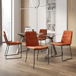 Set 4 sedie da ufficio in tessuto terracotta con gambe in metallo nero - Oakley
