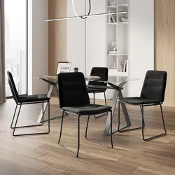 Set 4 sedie da ufficio in velluto nero con gambe in metallo nero - Oakley