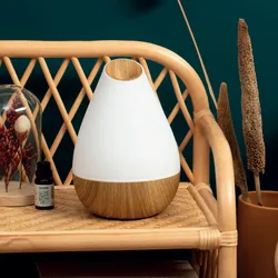 Lampada da tavolo 23h cm LED touch per cromoterapia e aromaterapia bianco ed effetto legno