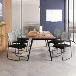 Set 6 sedie da ufficio in tessuto grigio e nero con gambe in metallo nero - Devika