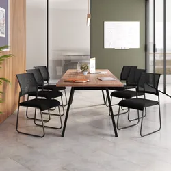 Set 6 sedie da ufficio in tessuto nero con gambe in metallo nero - Devika