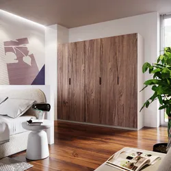 Armadio battente 250x236h cm cashmere con 5 ante reversibili noce brera - Ventur