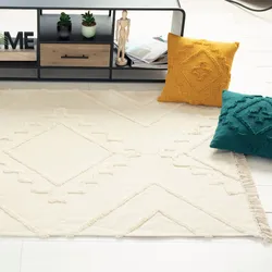 Tappeto da interno 120x170 cm in cotone taftato beige