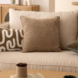 Cuscino 45x45 cm sfoderabile in tessuto bouclé beige retro in velluto