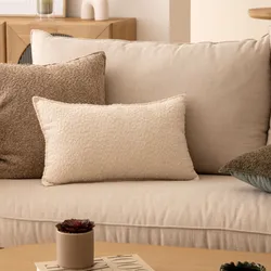 Cuscino 50x30 cm sfoderabile in tessuto bouclé bianco retro in velluto