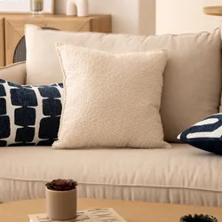 Cuscino 45x45 cm sfoderabile in tessuto bouclé bianco retro in velluto