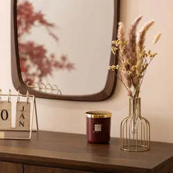 Fiori e piante secche 40h cm con vaso in acciaio oro