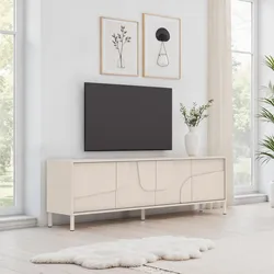 Mobile porta tv 205x62h cm cashmere con 4 ante sagomate push and pull - Selen