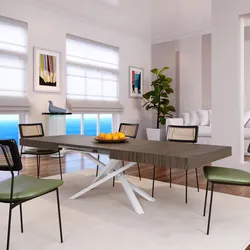 Tavolo allungabile 160-240x90 cm top noce cooked con gambe in metallo bianco - Barker