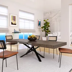 Tavolo allungabile 160-240x90 cm top noce cooked con gambe in metallo nero - Barker