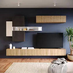 Parete attrezzata 276x190h cm cadiz cannettato con pensili cashmere lava e mensola bianca - Clary