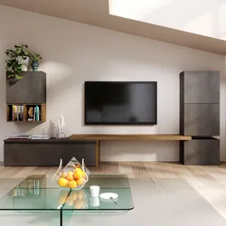 Parete attrezzata 322x40x140h cm lava e mercure - Clary