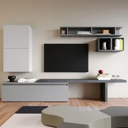 Parete attrezzata 260x40x190h cm ardesia piombo e gesso - Clary