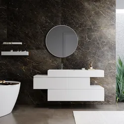 Mobile bagno sospeso 150 cm bianco opaco con top lavabo integrato sx e specchio - Rodeo