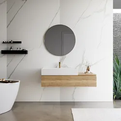 Mobile bagno sospeso 120 cm rovere acero con top lavabo integrato 80 cm e specchio - Rodeo