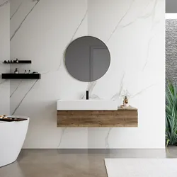 Mobile bagno sospeso 120 cm rovere america con top lavabo integrato 90 cm e specchio - Rodeo