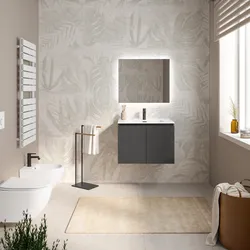 Mobile bagno sospeso 70 cm antracite con lavabo - Cuki