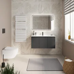 Mobile bagno sospeso con ante 100 cm antracite con lavabo - Cuki
