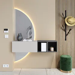 Mobile ingresso 124x155h cm gesso piombo con specchio doppio retroilluminato - Clary