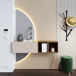 Mobile ingresso 124x155h cm cashmere e mercure con specchio doppio retroilluminato - Clary