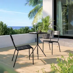 Set bistrot tavolo rotondo 60 cm e 2 sedie in acciaio nero - Spezia