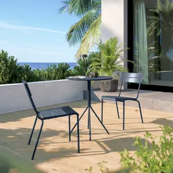 Set bistrot tavolo rotondo 60 cm e 2 sedie in acciaio blu oceano - Spezia