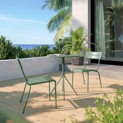 Set bistrot tavolo rotondo 60 cm e 2 sedie in acciaio verde salvia - Spezia