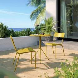 Set bistrot tavolo rotondo 60 cm e 2 sedie in acciaio senape - Spezia