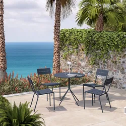 Set pranzo tavolo rotondo 80 cm e 4 sedie in acciaio blu oceano - Spezia