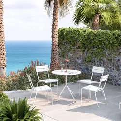 Set pranzo tavolo rotondo 80 cm e 4 sedie in acciaio bianco - Spezia