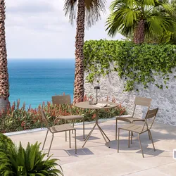 Set pranzo tavolo rotondo 80 cm e 4 sedie in acciaio tortora - Spezia