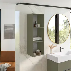 Semicolonna bagno 35x105h cm con vani a giorno verde cemento - Cuki