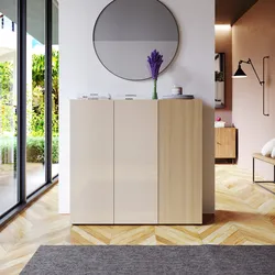 Scarpiera 120x115h cm rovere lindberg e cashmere lucido con 3 ante soft close - Lindy