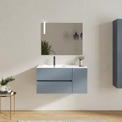 Mobile bagno sospeso 100 cm con cassetti e vano con anta 30 cm carta da zucchero con lavabo sx - Cuki