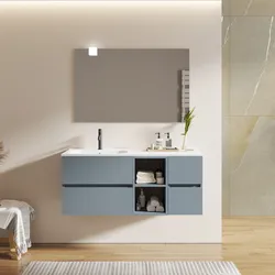 Mobile bagno sospeso 120 cm con vano a giorno e vano con cassetti carta da zucchero con lavabo sx - Cuki