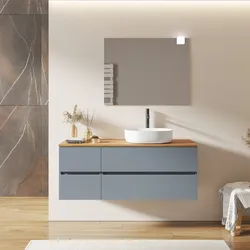 Mobile bagno sospeso 130 cm con vano con cassetti 40 cm carta da zucchero e top rovere gold - Cuki