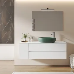 Mobile bagno sospeso 150 cm con cassetti e vano con anta 30 cm bianco opaco con top - Cuki