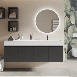 Mobile bagno sospeso 180 cm 4 ante antracite con lavabo alto dx - Cuki
