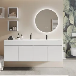 Mobile bagno sospeso 180 cm 4 ante bianco opaco con lavabo alto dx - Cuki