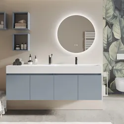 Mobile bagno sospeso 180 cm 4 ante carta da zucchero con lavabo alto dx - Cuki