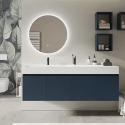Mobile bagno sospeso 180 cm 4 ante blu esotico con lavabo alto sx - Cuki