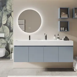 Mobile bagno sospeso 180 cm 4 ante carta da zucchero con lavabo alto sx - Cuki