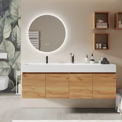 Mobile bagno sospeso 180 cm 4 ante rovere gold con lavabo alto sx - Cuki