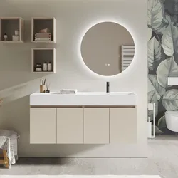 Mobile bagno sospeso 140 cm 4 ante cashmere con lavabo alto dx - Cuki